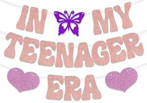 Suministros <span class=keywords><strong>de</strong></span> fiesta <span class=keywords><strong>de</strong></span> feliz cumpleaños con In My Teenager Era Banner para Tema <span class=keywords><strong>de</strong></span> mariposa Suministros <span class=keywords><strong>de</strong></span> decoración para fiesta <span class=keywords><strong>de</strong></span> cumpleaños 13 <span class=keywords><strong>De</strong></span> <span class=keywords><strong>niña</strong></span> - Product Image 3