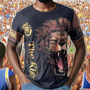 T-shirt d'été pour homme, motif animal lion 3D, impression numérique, respirant, manches courtes, micro-élastique, sport, décontracté - Product Image 2