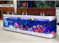 Meuble de Maison Table Basse de Luxe en Verre avec Aquarium, Table à Thé et Meuble TV, Support pour Aquarium avec Lampe