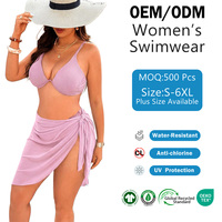 Ensemble bikini lavande à armatures et paréo de plage grande taille pour femme Shanhao, maillot de bain deux pièces anti-UV OEM ODM
