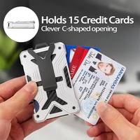 Tempat Kartu Kredit Aluminium Minimalis untuk Pria, Dompet Logam Anti RFID Kompatibel dengan AirTag, Penjepit Uang Tipis