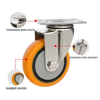Roulette de meuble à usage moyen en acier inoxydable de 3 4 5 pouces, freins latéraux pivotants, roulettes de chariot