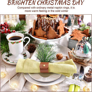 Anneau de serviette de style europé<span class=keywords><strong>en</strong></span> simple, décoration de table d'hôtel tendance, boucle de serviette <span class=keywords><strong>en</strong></span> similicuir pour Thanksgiving - Product Image 5