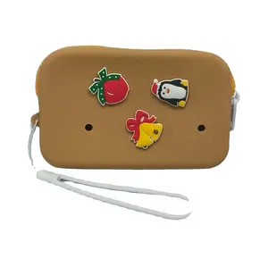 Cute Key chain wallet coin silicone purse Bag Cartoon Square Pouch Silicone Coin Purse For Girls