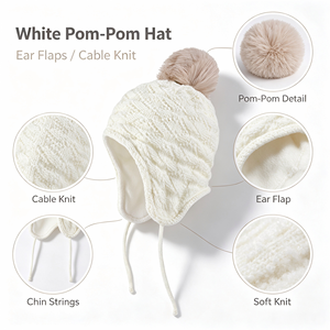 <span class=keywords><strong>Bonnet</strong></span> d'hiver en polaire doublé avec imprimé animal jacquard, mignon, pour garçons et filles, jaune, 1-3 ans, circonférence de la tête 48-50 cm - Product Image 2