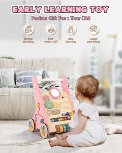 Andador para Bebé 5 en 1, Color Rosa, Económico, de Madera, con Ruedas, para el Aprendizaje del Bebé - Product Image 2