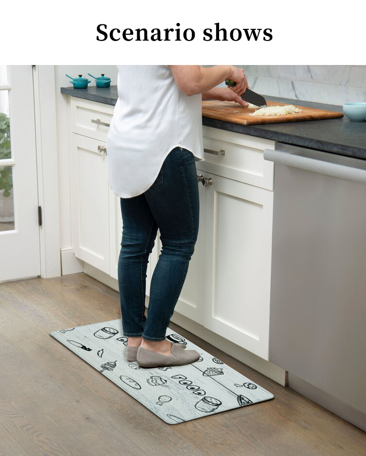 Shinnwa black and white alphabet kitchen theme non-slip anti-oil anti-fatigue kitchen mat
