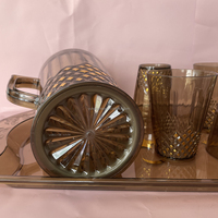 Carafe à café et thé en plastique transparent de 2,1 L avec 4 tasses, ensemble de carafes exquises de style Ramadan avec plateau