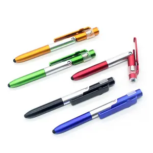 4 in 1 stylus kapasitif led ışık aracı kalemler taşınabilir katlanabilir cep telefon tutucu kalem