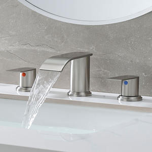 <span class=keywords><strong>Grifo</strong></span> de Cascada de Acero Inoxidable <span class=keywords><strong>para</strong></span> Baño, <span class=keywords><strong>Grifo</strong></span> de Lavabo de 3 Orificios y 8 Pulgadas de Ancho - Product Image 6