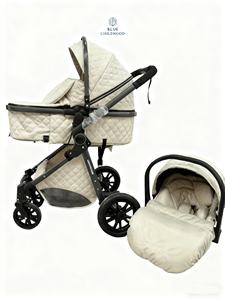 Poussette Bébé Bleue 3 en 1 avec Siège <span class=keywords><strong>Auto</strong></span> 2 en 1 Système de Voyage avec Acier Inoxydable Original Certifié EN1888 - Product Image 2