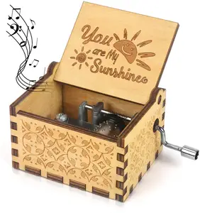 01价格便宜的木制转盘手摇音乐盒机构30音符芭蕾舞演员设计音乐盒儿童礼品