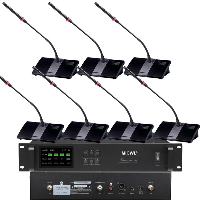 MiCWL 12 Desktop Digital Wireless Microphone Conference Meeting Room System 1 to 12 Table President Delegate Mike