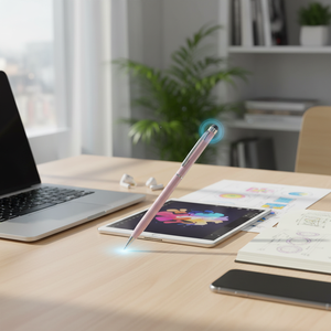 Penna Touch in Alluminio 2-in-1, Stilo Capacitivo con Funzione Magnetica e Rifiuto del Palmo, Logo Personalizzabile, Materiale Plastico, Rosa, per Dispositivi Mobili - Product Image 3