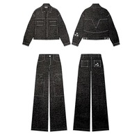 SYH-Tenues streetwear personnalisées, jeans en denim, survêtement homme, vêtements streetwear délavés à l'acide, ensembles de pantalons en denim pour hommes