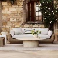 Outdoor Rattan Sofa garnitur Luxus hand gefertigte Wicker Sectional mit Aluminium rahmen wetter beständig für Garten Patio Lounge Großhandel