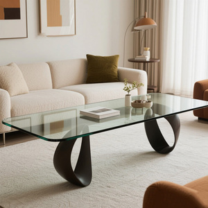 Bàn trà kính cường lực hiện đại, trang nhã, vật trang trí trung tâm cho nhà cửa và sân vườn - Product Image 1