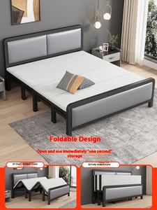 Portable Simple Double Fer <span class=keywords><strong>Lit</strong></span> Durable Cadre En Métal Simple Pliant Conception Style Moderne pour La Maison Appartement Bureau Déjeuner Pause Sieste - Product Image 2