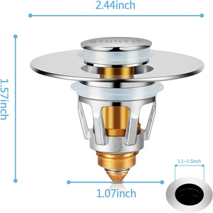 Jutye Nút Chặn Bồn Rửa Phòng Tắm, Dụng Cụ Lọc, Dụng Cụ Xả Tóc, Giỏ Chống Tắc. Phích Cắm Bật Lên Lõi Đạn Nảy Kiểu Đẩy - Product Image 3
