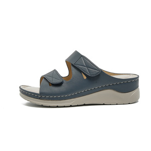 Comfort Genuine Leather Wedge <b>Sandals</b> Open Toe Low Heel Slip-On With Arch Support Summer Women Shoes Drop Shipping - Product Image 1