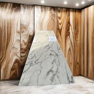 Panel de pared de revestimiento de lámina de mármol Uv de Pvc de grano de madera de 1220*2440*3Mm para decoración del hogar
