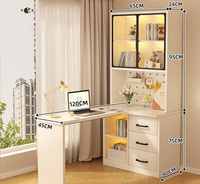 Bureau d'angle Cream Wind, bureau d'étude pour étudiants, bibliothèque, bureau d'ordinateur intégré