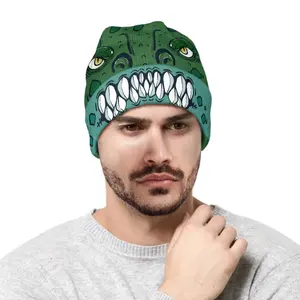 Suministro de fábrica, diseño de tela de punto de aguja gruesa personalizada, ropa de calle de moda, gorro de punto cálido para invierno, gorro con estampado de logotipo a pedido