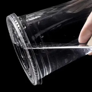 Tasse en plastique transparente personnalisée de 12 16 22 32 oz pour thé à bulles, café froid biodégradable, tasses transparentes en PLA avec couvercles