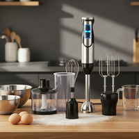Mixeur Plongeant Électrique Multivitesses en Acier Inoxydable pour Smoothies, Usage Commercial et Hôtelier, Portable, 5+ Vitesses Programmables, Utilisation Extérieure