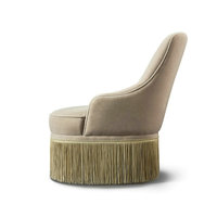 Fauteuil d'appoint en velours de designer, style nordique moderne et minimaliste, avec franges et pompons faits à la main, pour chambre à coucher