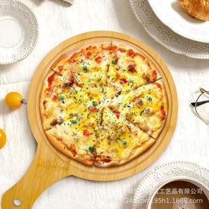 Bamboo Pizza <b>Tray</b> With Handle Set For Baking Bread Steak Serving Multi Purpose Kitchen Use - Product Image 4