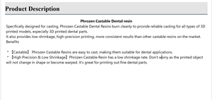 Résine dentaire moulable Phrozen pour imprimante 3D LCD 500g, résine UV pour moulage dentaire, résine d'impression 3D - Product Image 5
