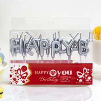 Bougies d'alphabet métalliques Joyeux Anniversaire, en plastique transparent, en forme de lettres, décoratives pour gâteaux, pour fêtes d'anniversaire