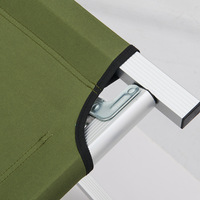 Lit pliant de camping et de plage portable en aluminium et métal, mobilier d'extérieur léger, durable et confortable, vert