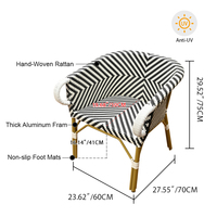 Chaise de bistrot en rotin français moderne meubles d'extérieur en aluminium et osier pour restaurants parcs accents en rotin de bambou pour