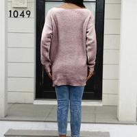 Robes pull en nylon/coton pour femme, manches longues, tricotées, longueur genou, coupe ample, style décontracté, mignonnes et élégantes, collection Printemps, ODM