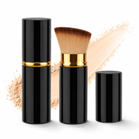 Pinceau de maquillage AMZ grand format angulaire anti-poussière, poils noirs, dorés et bruns, pour blush, fond de teint et visage, outil cosmétique de beauté, vente en gros, marque privée