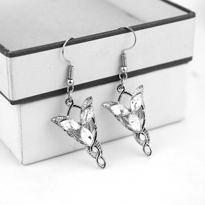 Arwen Evenstar gli anelli di cristallo ovale strass in argento placcato principessa orecchini pendenti da donna ventagli orecchini - Product Image 2