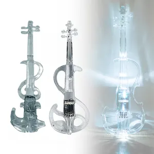 NAOMI 4/4 Electric Violin Transparenter Kristall-Acryl-Körper mit LED-Licht Geigen bogen Luminous Clear Electronic Performance