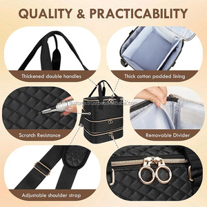 Organizador de caja de maquillaje con cremallera portátil de gran capacidad de 3 capas de gama alta, almacenamiento de herramientas de uñas de 3 capas de poliéster - Product Image 5