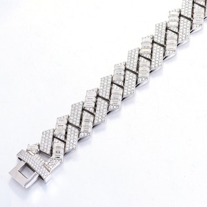 925 Silver Fine Jewelry Fashion <b>Bracelet</b> Chic Cuban and Link Chain with Moissanite Elegant and Stylish Accessory - Product Image 2