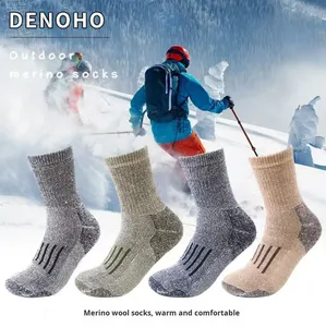 Style nord-américain <span class=keywords><strong>laine</strong></span> mérinos hommes chaussettes hiver décontracté boucle complète 108 aiguille armure inversée longue élastique mi-mollet aiguille épaisse - Product Image 1