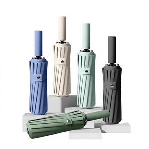 Paraguas de Negocios Automático de 16 Varillas, Plegable en Tres Secciones, con Revestimiento Negro, Resistente al Viento, Protección Solar y contra la Lluvia, con Logotipo Personalizado - Product Image 4