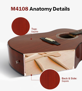 <span class=keywords><strong>Chitarra</strong></span> in Legno Massello M4108 da 41 Pollici, Strumento <span class=keywords><strong>a</strong></span> Corde Professionale - Amata dai Chitarristi, Produzione OEM HEBIKUO - Product Image 3