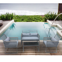 Billige DIY 4 Sitz Bistro Set Stahl Gartenmöbel Kunststoff Wicker Garden Sofa für die Förderung