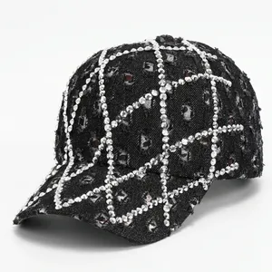 Nuovo Cappello Retrò con Motivo Chevron Dritto Decorato con Diamanti, Tesa Larga, Stile Semplice e Casual - Product Image 2