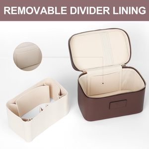 Multifunctional Waterproof PU Leather Cosmetic <b>Case</b> with Removable Divider for Travel Office Outdoor Use - Product Image 4