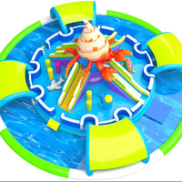 Grand parc aquatique commercial d'extérieur, toboggan gonflable amusant pour enfants, toboggan gonflable avec piscine