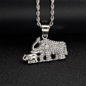 Hip Hop Gold Plated Animal Pendant Stainless Steel <b>Elephant</b> Charm Link Chain Necklace for Wedding Anniversary Party - Product Image 3