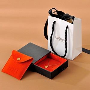 Custom Logo Paper Sliding Jewelry Packaging <b>Box</b> with Double-Sided Velvet Interior Microfiber Pouch for Necklace Ring <b>Earrings</b> - Product Image 3